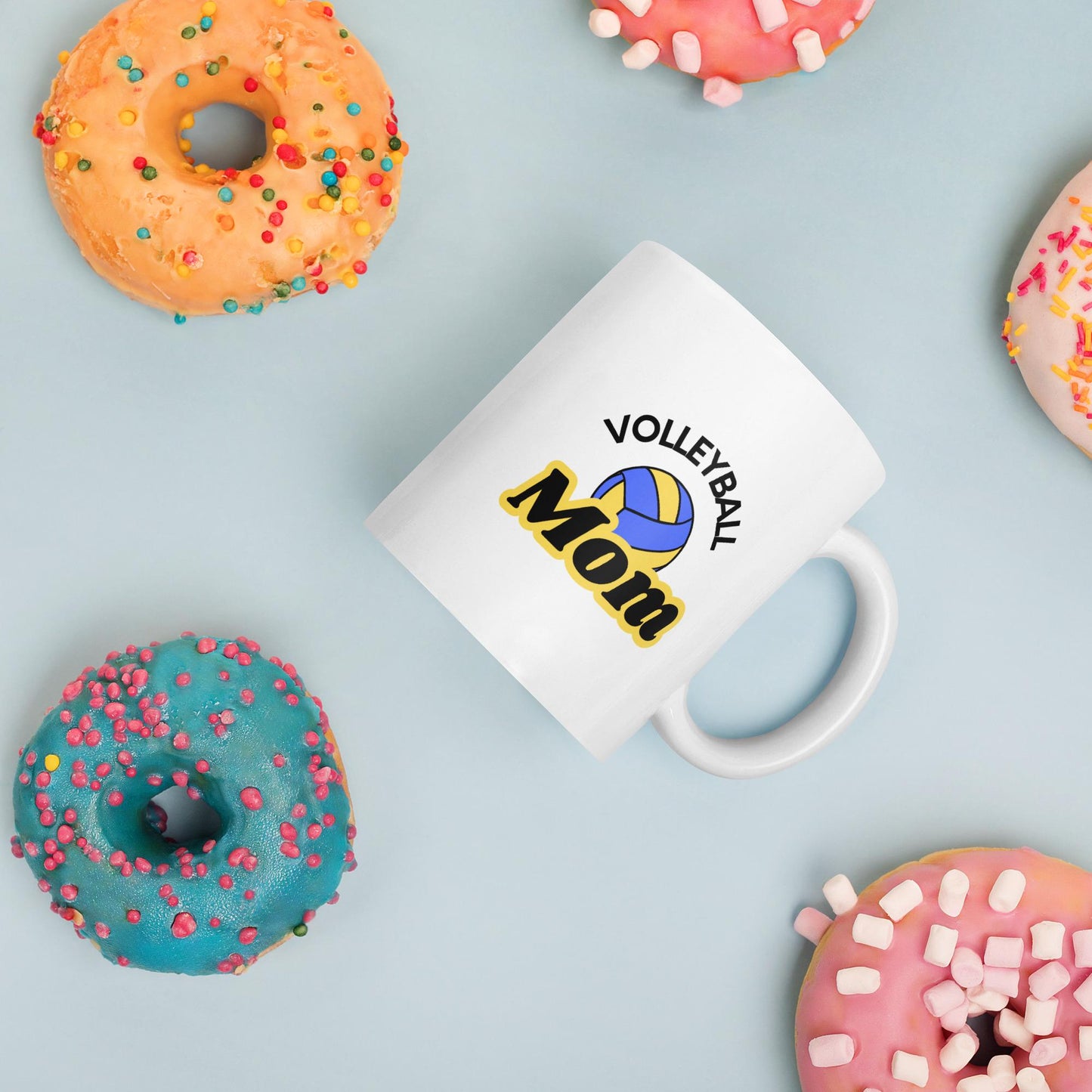 Volleyball Mom Coffee Mug - Blue and Yellow