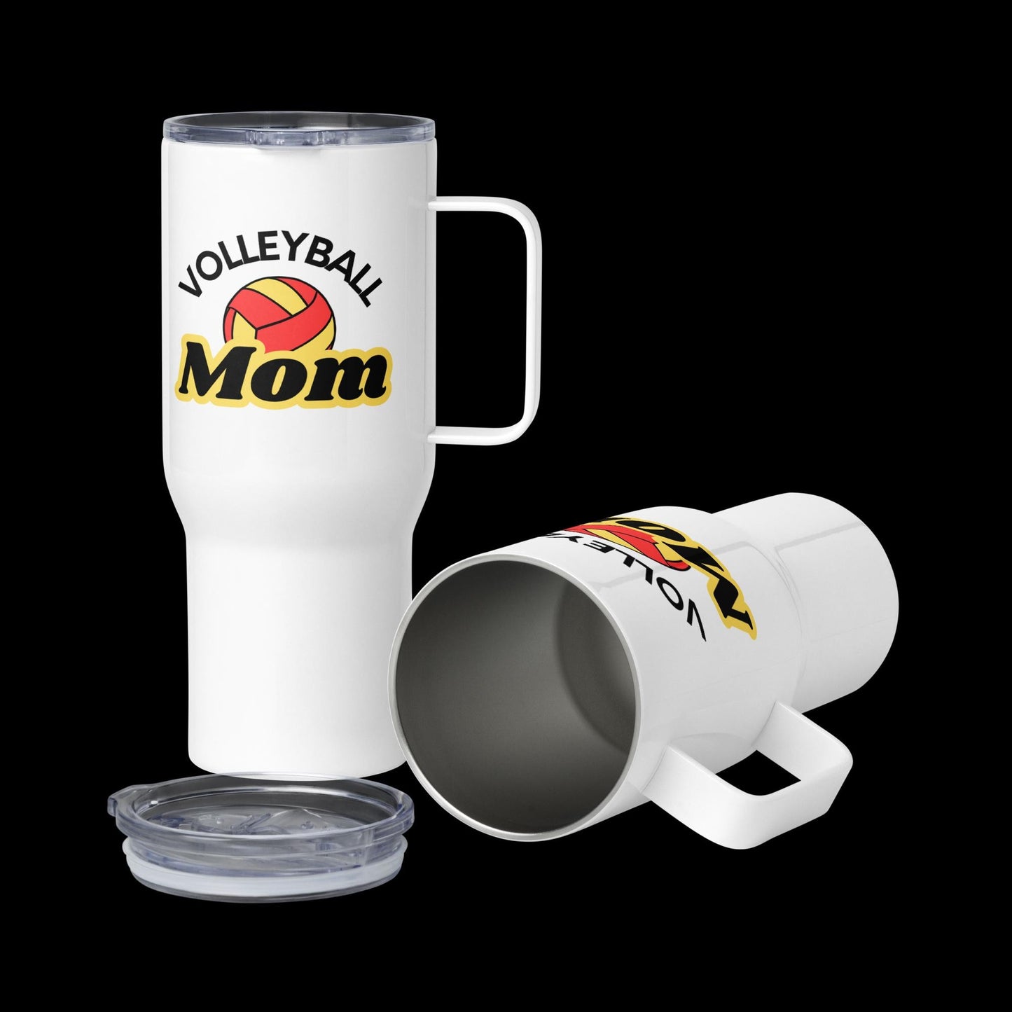 Volleyball Mom Travel Mug - Red and Yellow