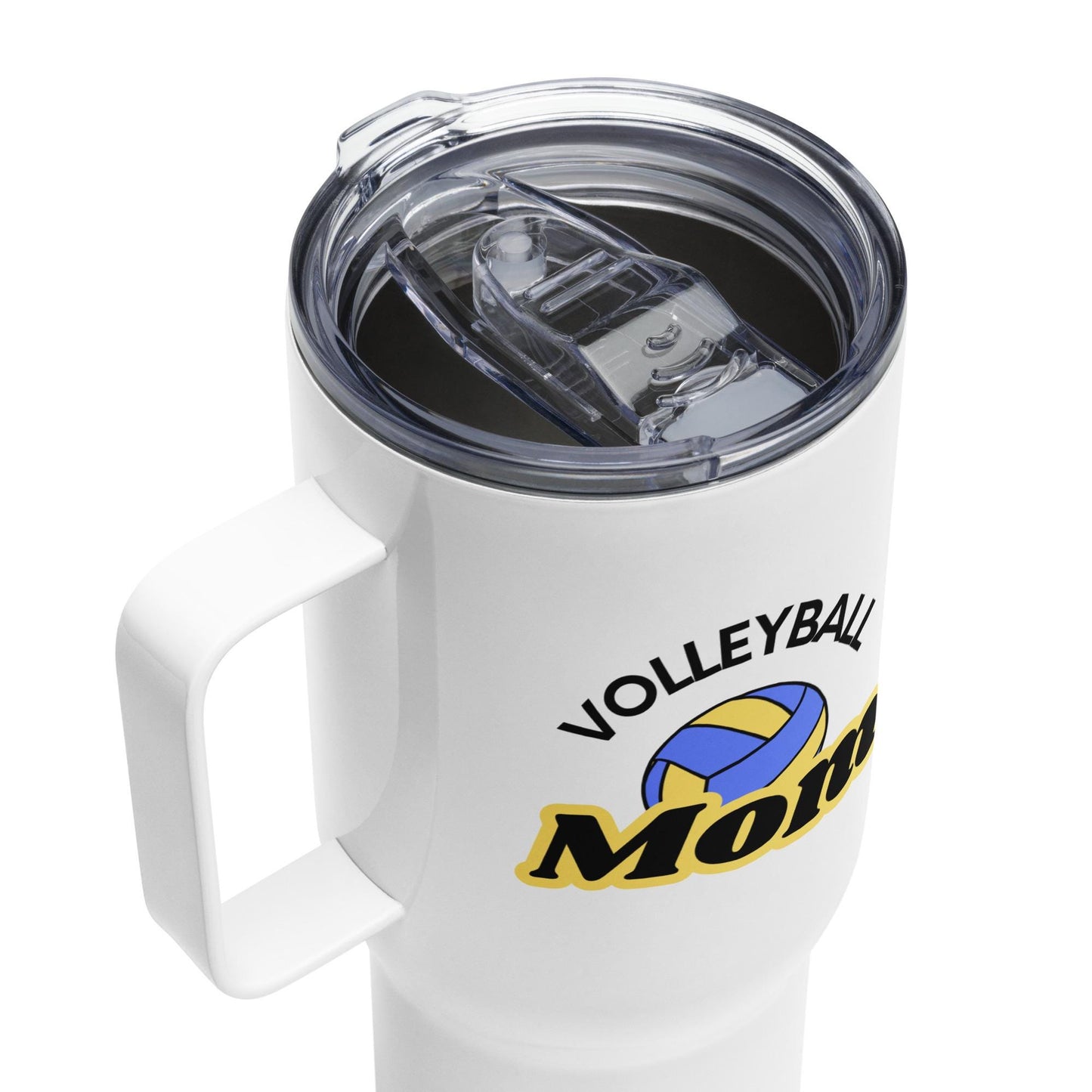 Volleyball Mom Travel Mug - Blue and Yellow