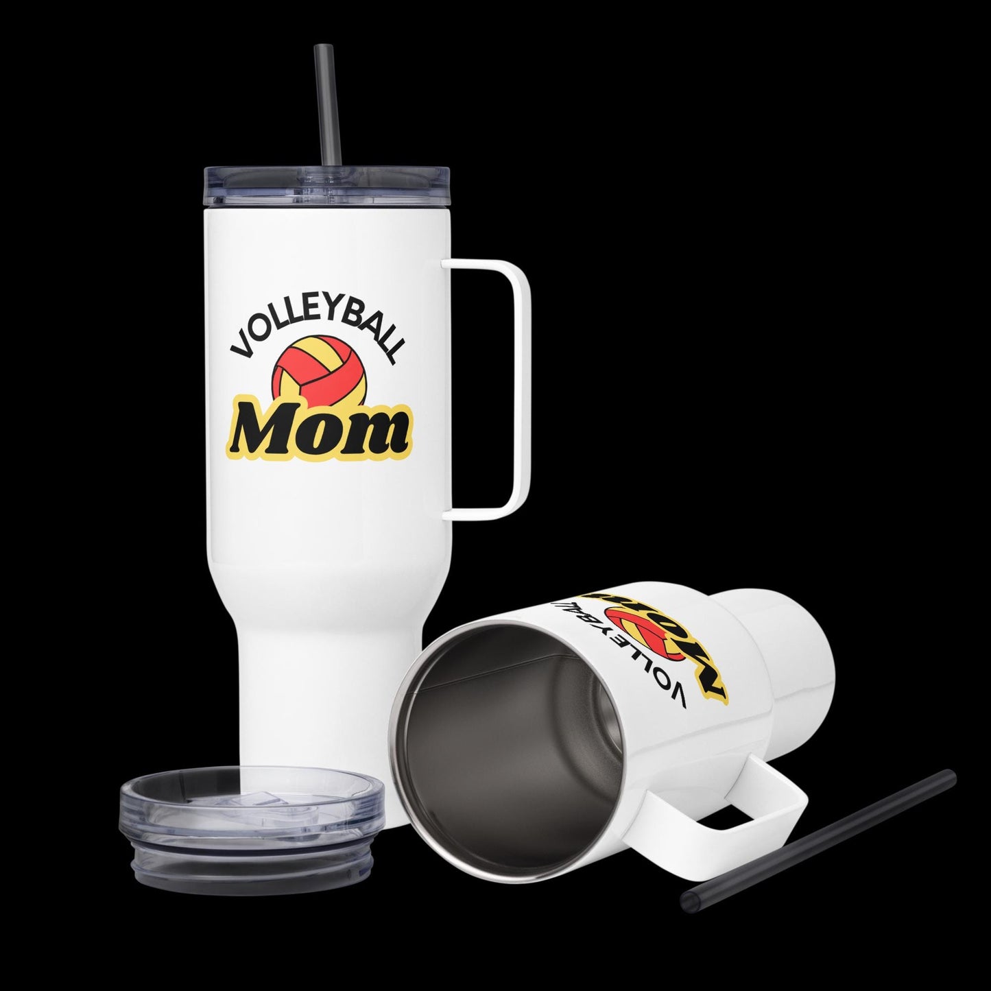 Volleyball Mom Travel Mug - Red and Yellow
