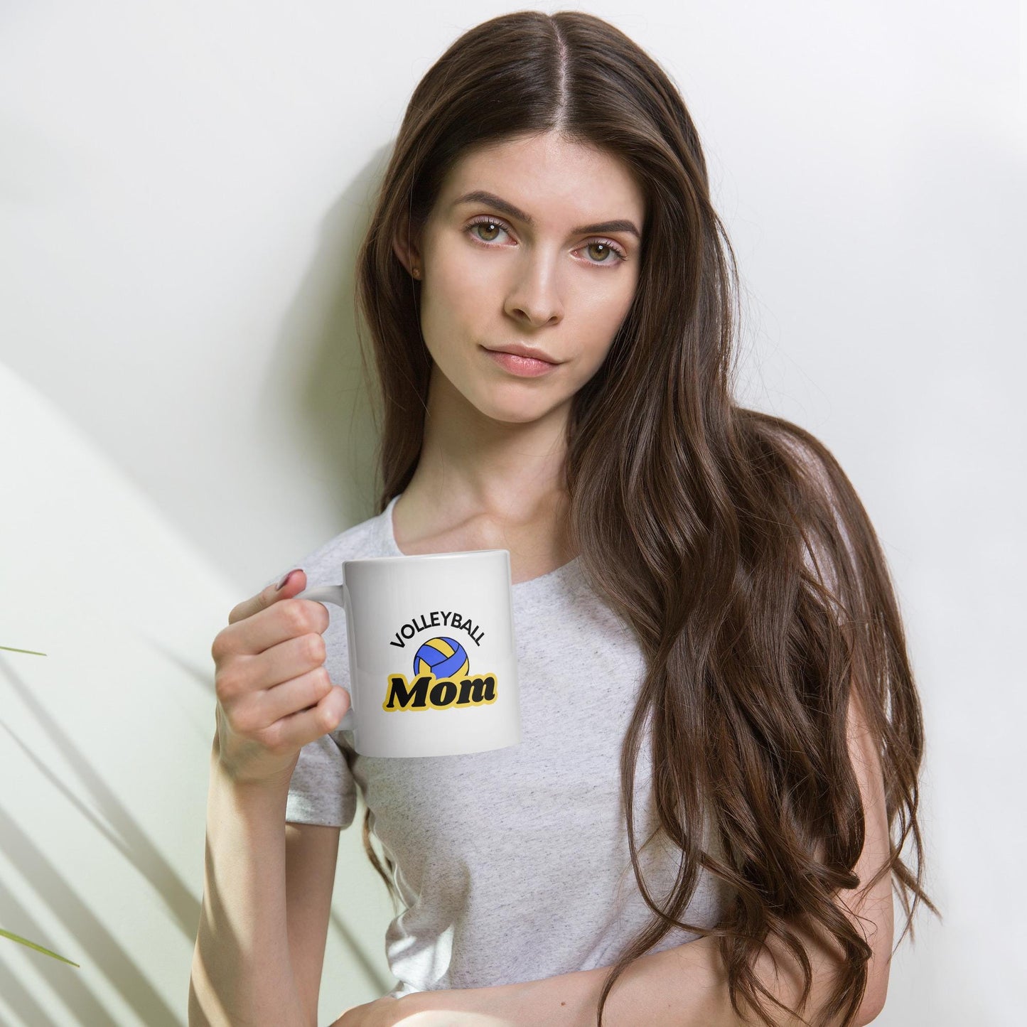 Volleyball Mom Coffee Mug - Blue and Yellow