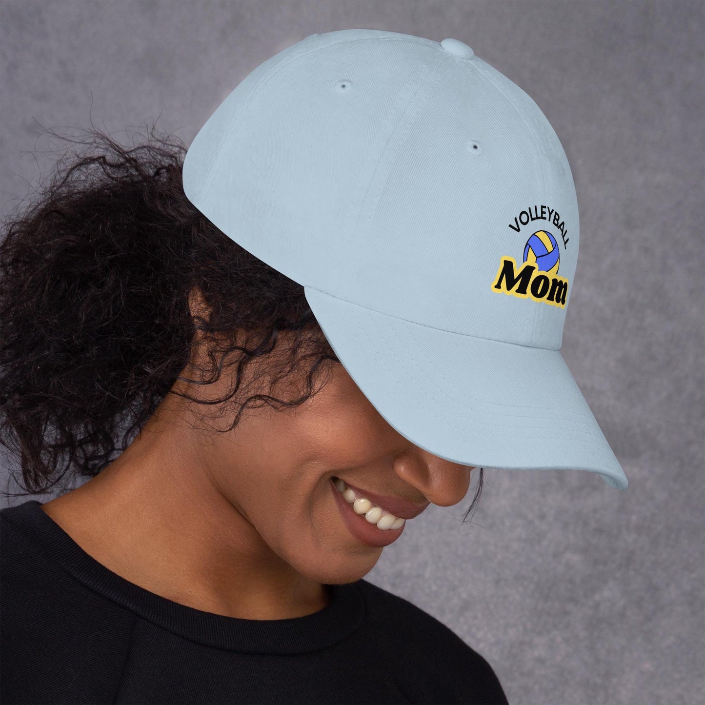 Comfortable Volleyball Mom Hat - Blue and Yellow