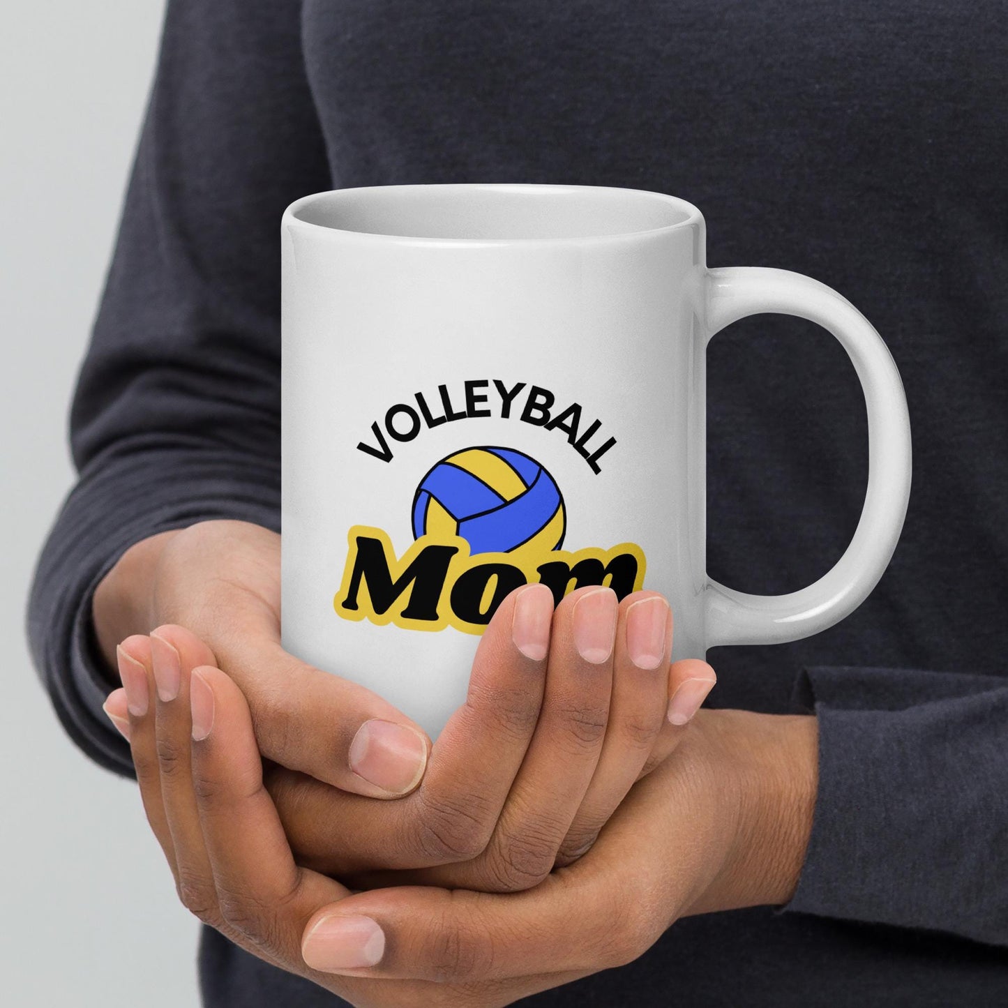 Volleyball Mom Coffee Mug - Blue and Yellow