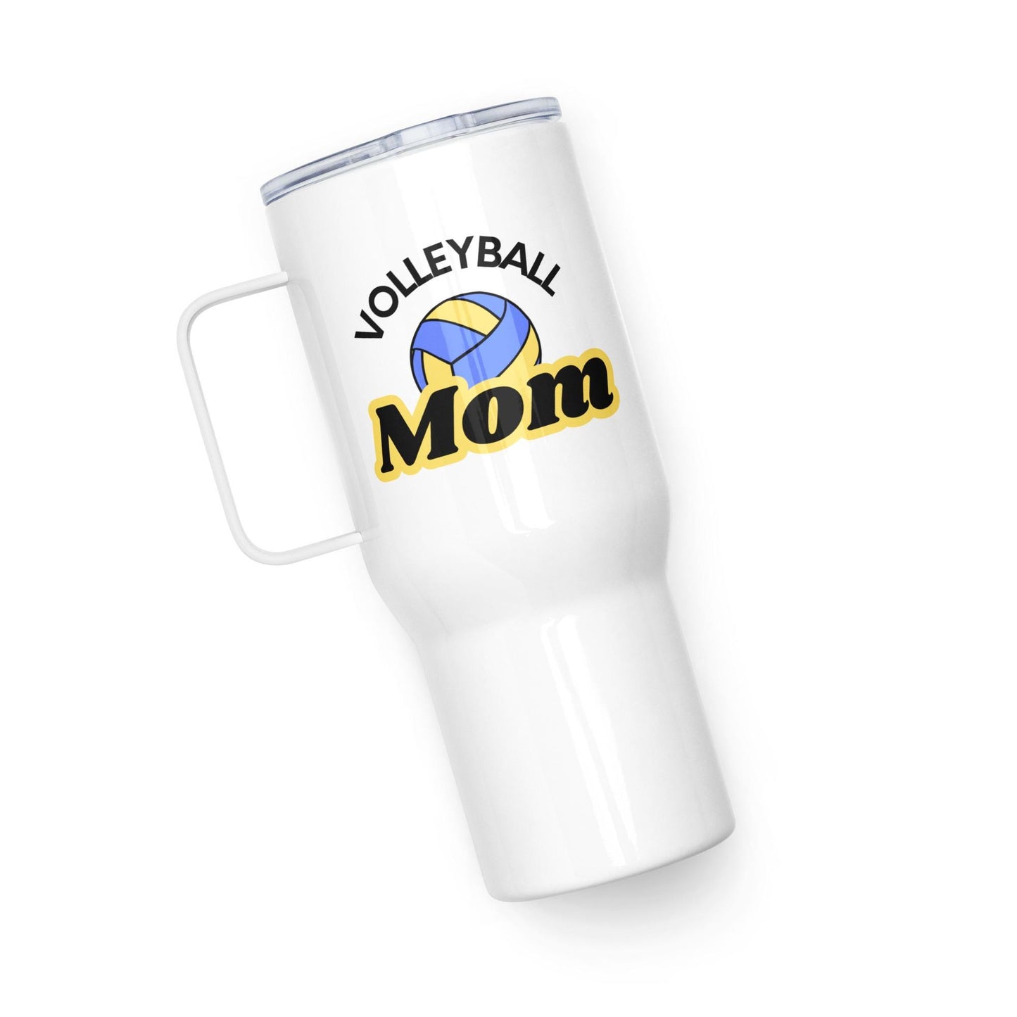 Volleyball Mom Travel Mug - Blue and Yellow