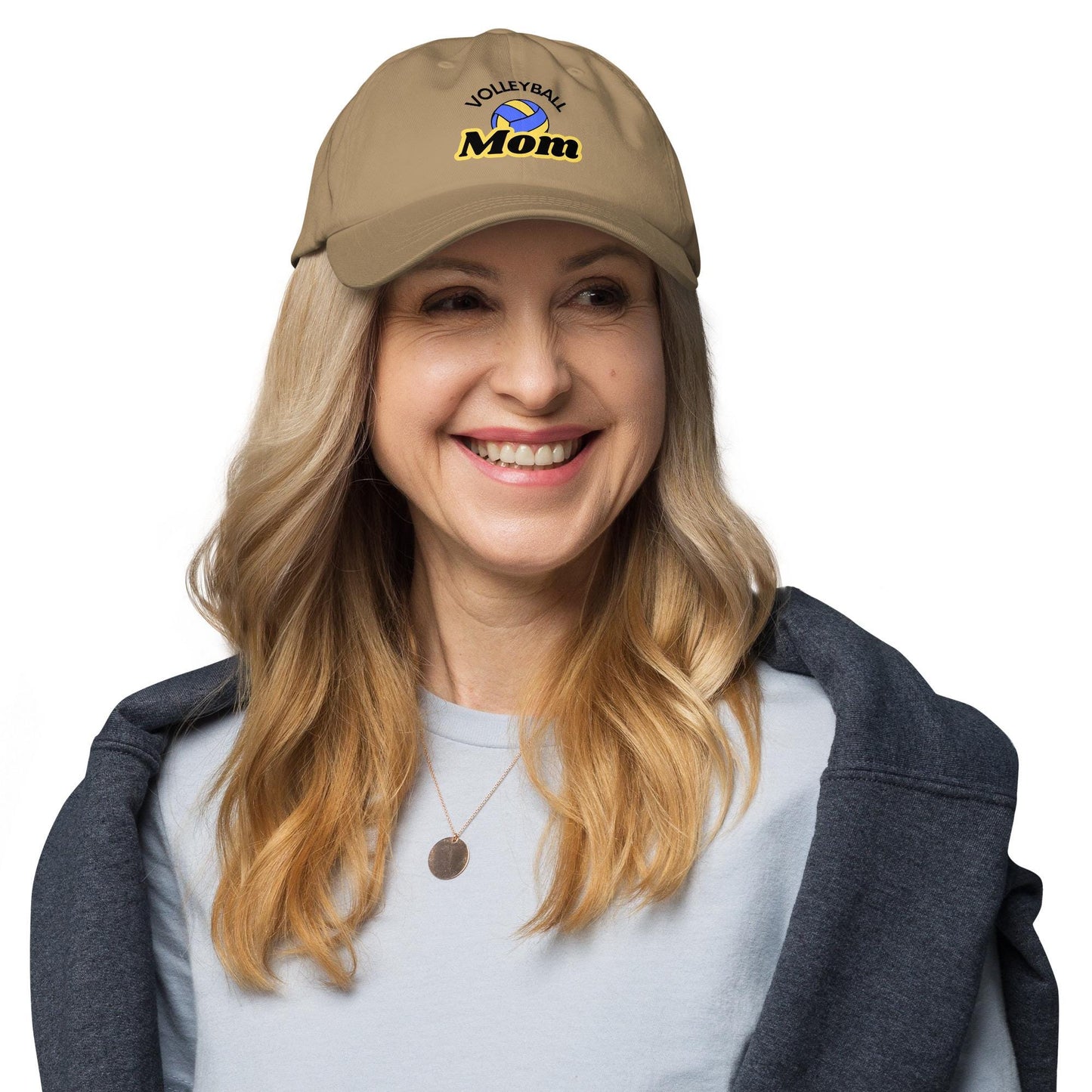 Comfortable Volleyball Mom Hat - Blue and Yellow