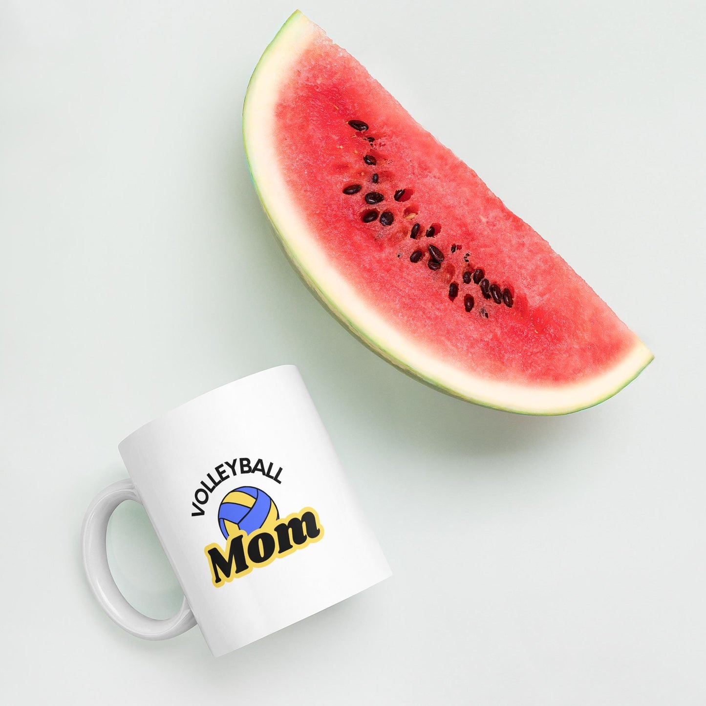 Volleyball Mom Coffee Mug - Blue and Yellow