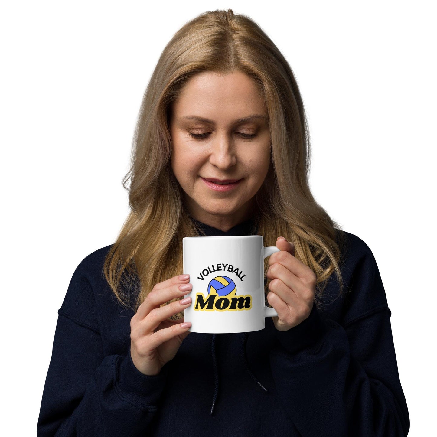 Volleyball Mom Coffee Mug - Blue and Yellow