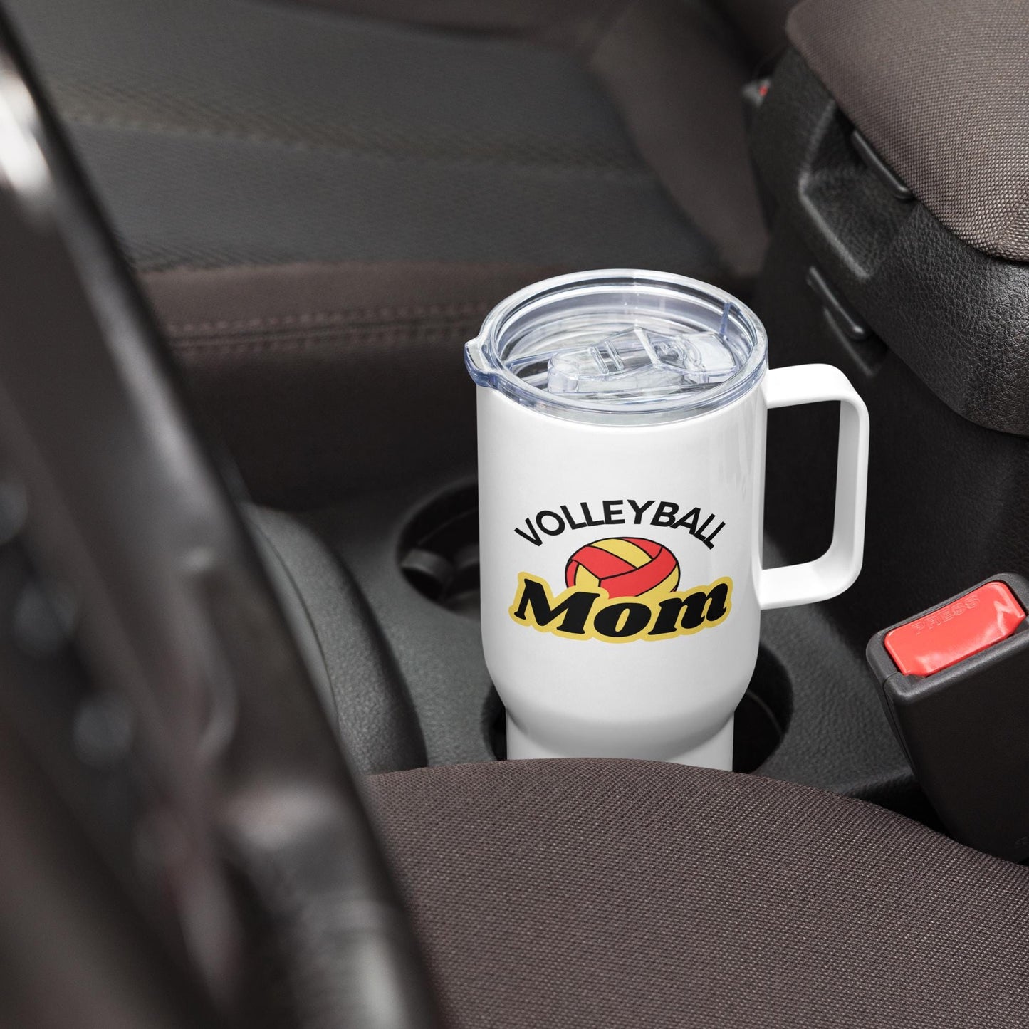 Volleyball Mom Travel Mug - Red and Yellow