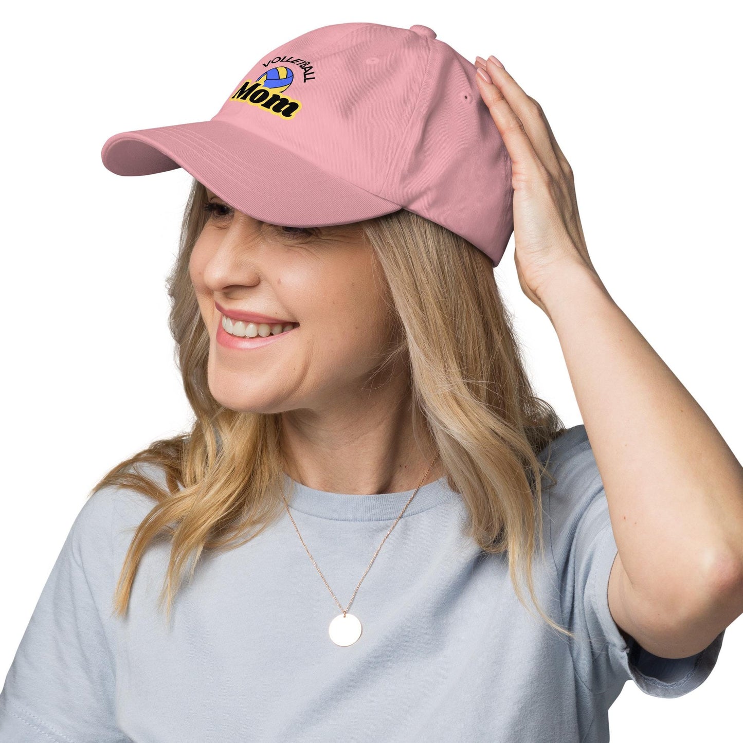 Comfortable Volleyball Mom Hat - Blue and Yellow