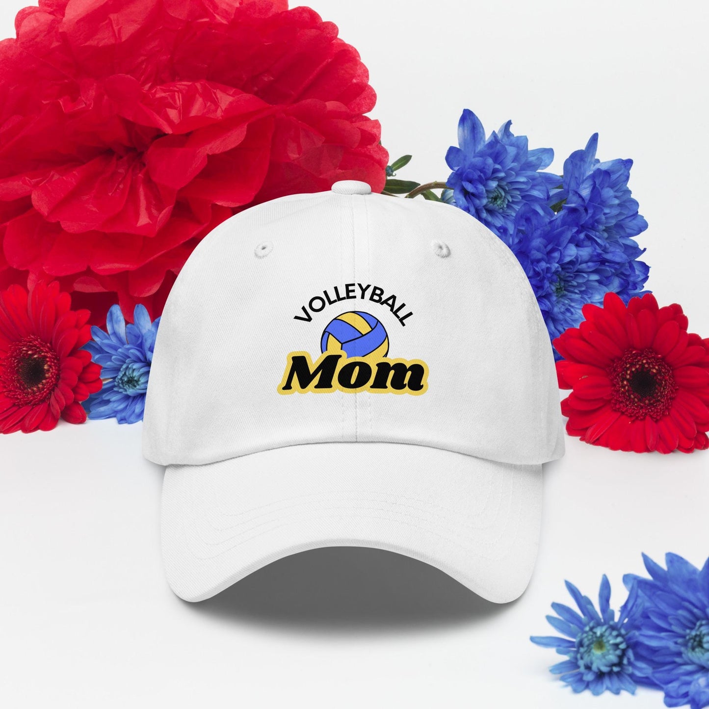 Comfortable Volleyball Mom Hat - Blue and Yellow