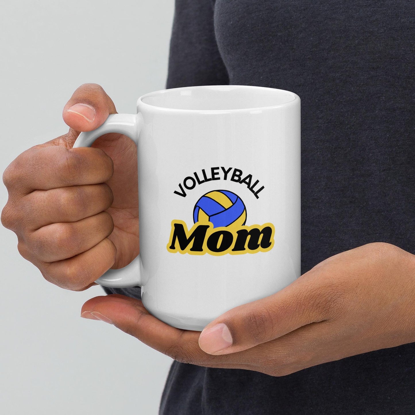 Volleyball Mom Coffee Mug - Blue and Yellow