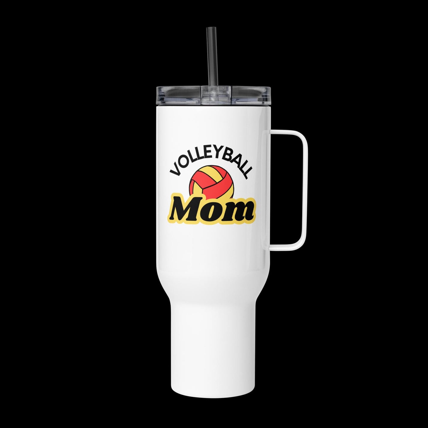 Volleyball Mom Travel Mug - Red and Yellow