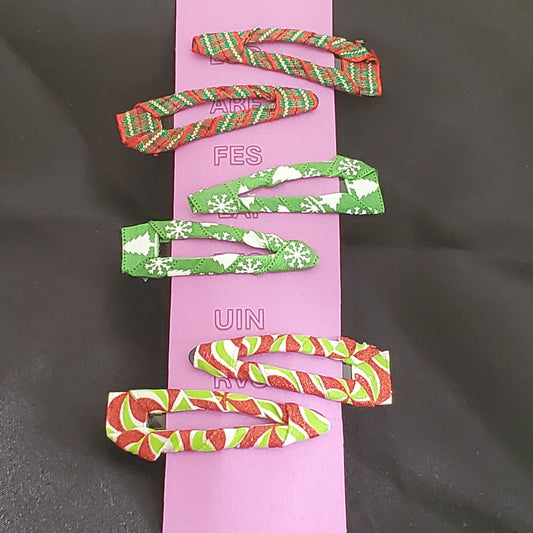 Hair BuddEZ, Hair Clip, Winter, Red, Green, Christmas Holiday - Set of 3