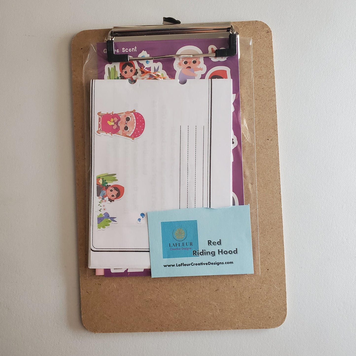 Busy Kits for Kids - Red Riding Hood  Storybook - Grape  Scratch and Sniff - Clipboard