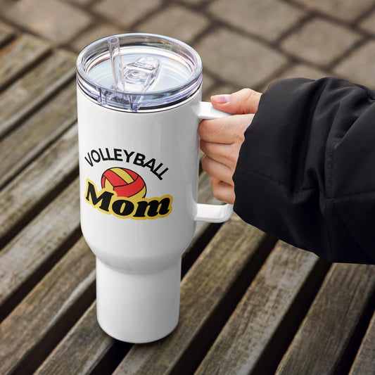 Volleyball Mom Travel Mug - Red and Yellow